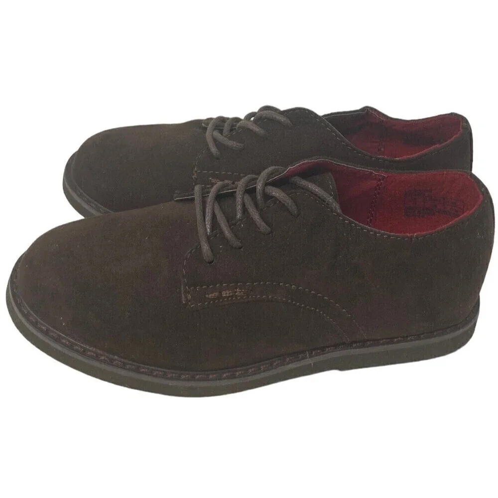 NEW Cole Haan Lil Shane Boys Size 12 US Cognac Brown Faux Suede Oxfords 30 EU
